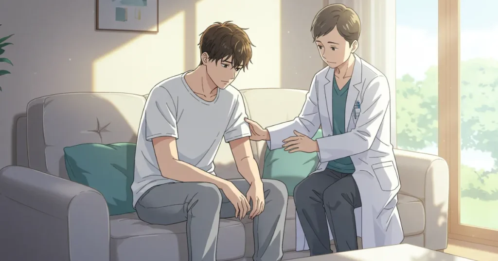 EDについて医師に相談する男性